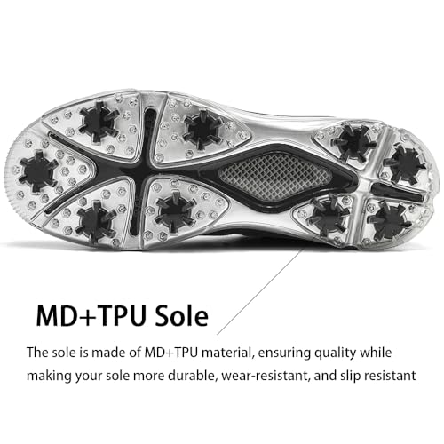 Mens Golf Shoes Traditions Fixed Nailless Sole Waterproof Spikeless Size 7.5-143