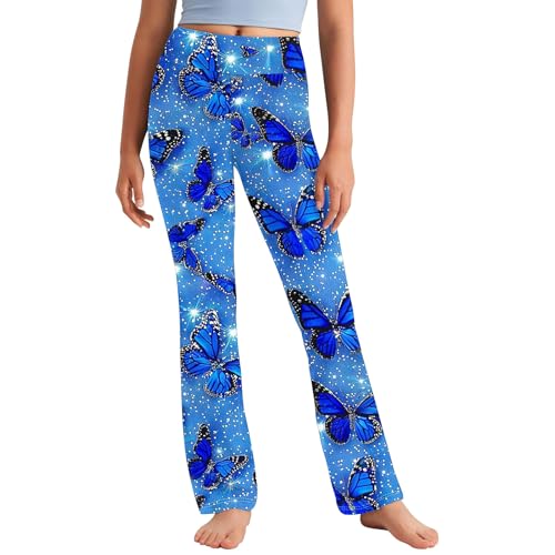 Toddler Girls Floral Printed Straight Leg Yoga Pants Teens High Waisted Comfort Activewear Leggings for Kids 2-13 Years