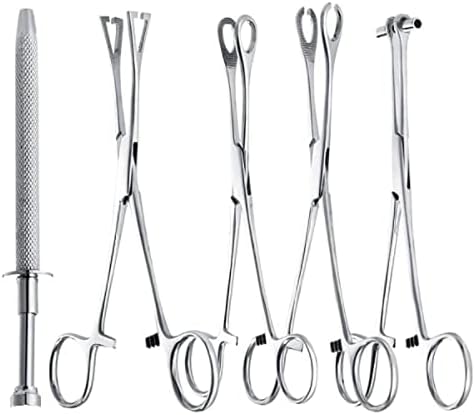 5 pcs Professional Surgical Steel Belly Ear Tongue Septum Lip Piercing Forceps Tweezer Clamp Plier Closer, Opener Needle Clamp