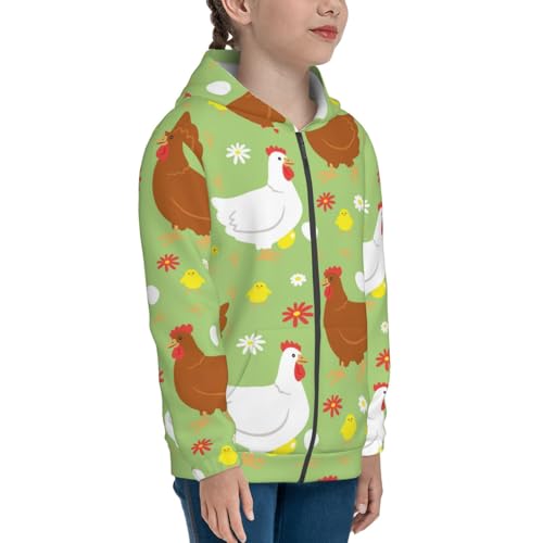 Happy Chicken Family Kids Pullover Hoodies Boys Zip Up Sweatshirts Girls Athletic Clothes with Pocket4