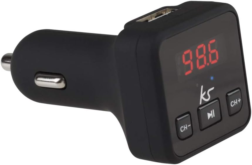 KitSound MyFM2 Bluetooth In-Car Wireless FM Transmitter Hands-Free Car Kit Adaptor, Connect Your Smartphone or Tablet to Your Car Stereo, Black