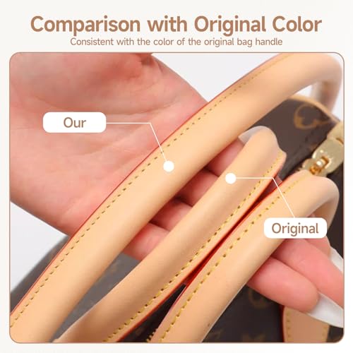 Image of Bag Genuine Vachetta Leather Shoulder Short Strap Replacement Fit for Graceful Damier or Speedy25 30 35(Beeswax)