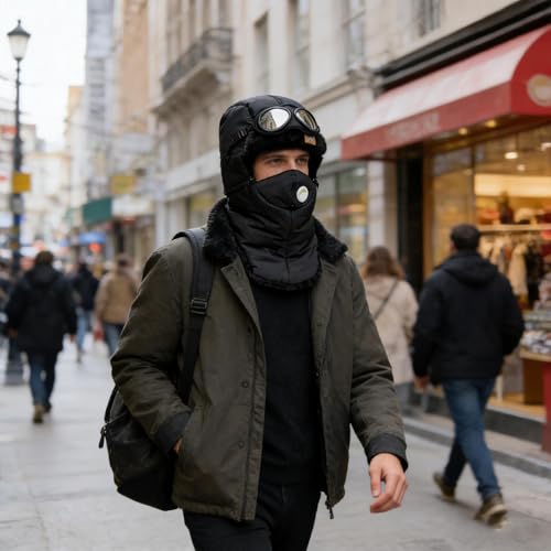 Bonnet d'hiver imperméable avec lunettes intégrées pour le cyclisme et le ski