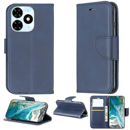 Aroepurt Case Compatible for Tecno Bg6 Phone Case Cover Flip Stand Cover PU Leather YZW Wallet Case Blue