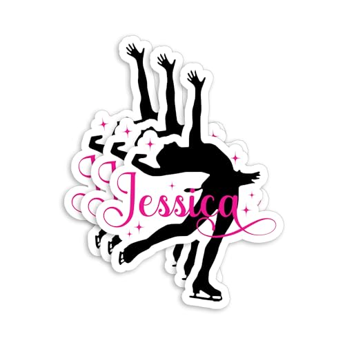 Custom Figure Skater Name Sticker Personalized Ice Skating Girl Sport Team Waterproof Die-Cut Vinyl Stickers for Water Bottle, Tumbler, Laptop, Notebook, Cute Gifts for Her Him