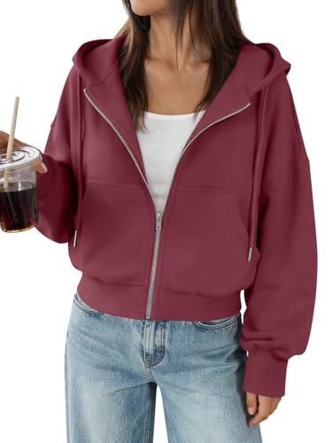 Trendy Queen Zip Up Hoodies For Women Oversized Sweatshirts Fall