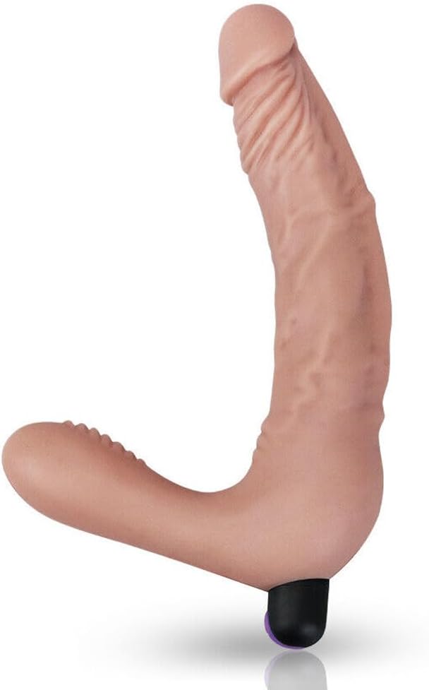 Honeypleasures 8.5 inch Silicone Rechargeable Vibrating Strapless Strap On Dildo, 10 Function for G-Spot and Anal Stimulation, Hands-Free Play