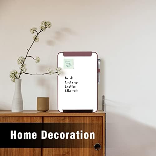TOWON A4 Whiteboard Glass, Portable Small Dry Erase Board Pad, Desk Whiteboard Stand with PU Cover, Travel White Board with Clip for Office, Meeting, Draft, Home, 34x23 cm, Burgundy