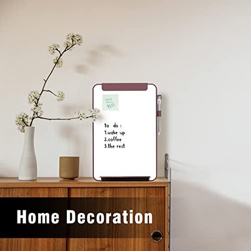 Towon Glass Whiteboard Small Portable, Dry Erase Board Stand Desk With Pu Cover, Travel White Board With Magnetic Clip For Office, Homeschooling Supplies, 13.5 X 8.5 Inches, Claret #TOP2