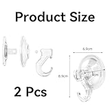 2 Pcs Suction Hooks,Powerful Push and Lock Vacuum Suction Cup Hooks,Reusable SuctionHooks for Bathroom,Multi-Purpose Strong Sucker Hook,for Bathroom Kitchen Window Bags Coats Xmas Wreath(Transparent) - Image 2