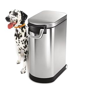 simplehuman 30 Liter 32 lb 145 kg Large Pet Food Storage Container for Dog Food Cat Food and Bird Feed Brushed Stainless Steel