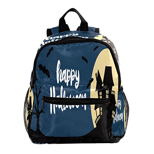 Mochila Azul Feliz Halloween 1-01 Bolsa Mochila De Jardín De Infantes De 3 A 8 Años Cover