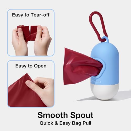 Image of VETRESKA Dog Poop Bag with Dispenser, Leak Proof and Extra Thick Pet Waste Bags for Dog Walking and Cat Litter, Rose & Amberwood Scented, 105 Count