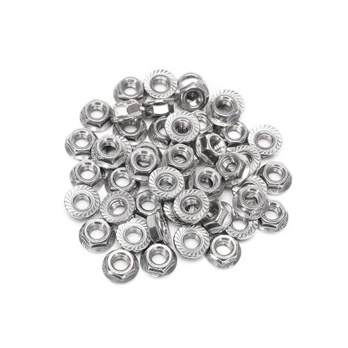 Qxskslh 10 Pieces 3/8-16 Flange Nuts, 3/8-16 Serrated Hex Flange Lock Nuts, 304 Stainless Steel,Plain Finish thumb #2