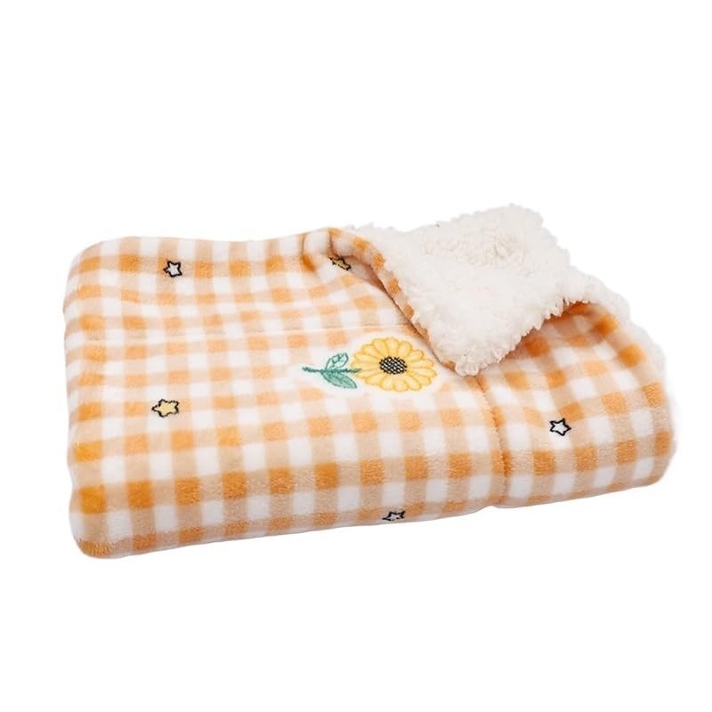 AD-BCrbgen Dog Blankets, Washable Dog Blankets, Dog Blankets For Small Dogs, Pet Blankets, Wool Dog Blankets(Sunflower-White,M-45x65cm)