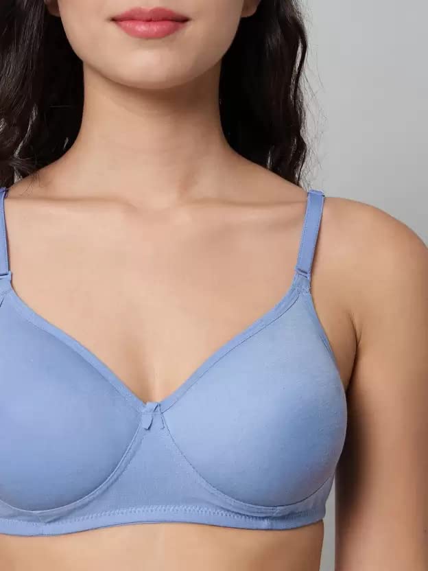 Image of Women Cotton Lightly Padded Bra Combo Pack of 3 (36, Blue)
