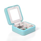 Vlando Small Travel Jewelry Box Organizer - Refined Carry-on Jewelries Necklaces Rings Earrings Necklace Storage Case, Blue