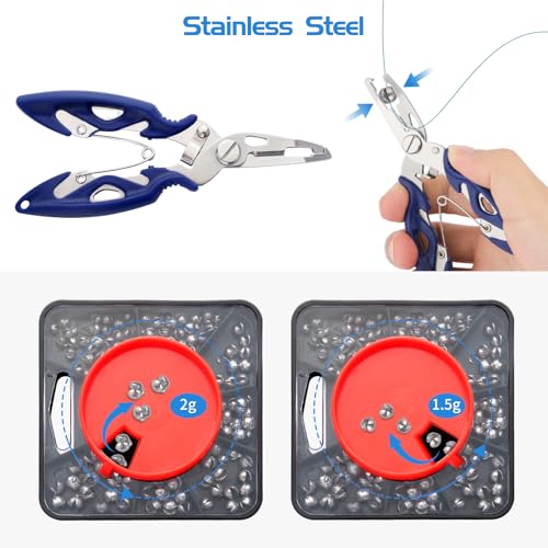 100 Pcs Fishing Weights Shot, 5 Sizes Split Shot Fishing Weights Mixed with Pliers and Compartment Box, Non Toxic Lead-Free Drop Sinkers for Carp Freshwater & Saltwater Angling - Image 4