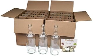 BALLIIHOO Pack of 24 x 500ml Clear Glass Beer Bottles with Crown Caps