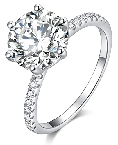 SecreTalk 3CT Moissanite Engagement Rings for Women - 6 Prong Moissanite Promise Ring 925 Sterling Silver D Color VVS with Certificate of Authenticity