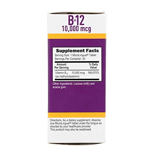 Superior Source No Shot Vitamin B12 Methylcobalamin 10000 Mcg, Quick Dissolve Microlingual Tablets, 30 Count, Active Form Of B12, Supports Energy Production, Nervous System Support, Non-Gmo #TOP1