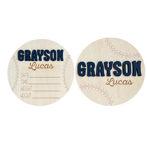Personalized Boy's Baseball Name & Stat Sign Set