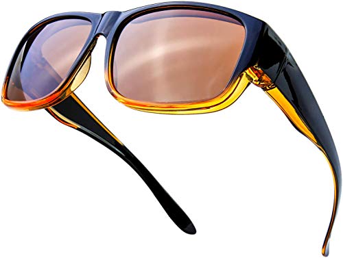 Image of The Fresh High Definition Polarized Wrap Around Shield Sunglasses for Glasses - Leather Eyeglasses Case
