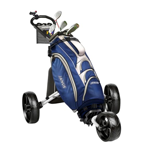 JANUS Golf Cart, Golf Bag cart, Foldable Golf Push cart,Golf Pull cart,3 Wheel Golf Push carts,with Gooseneck or Phone Holder