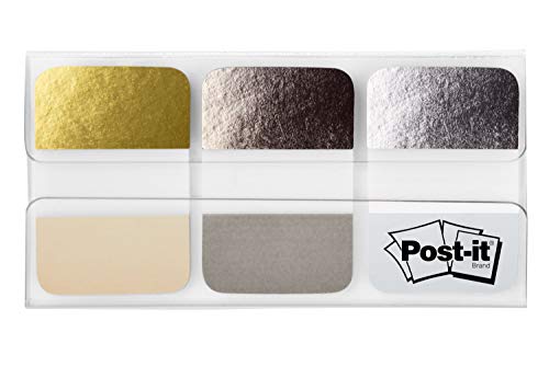 Post-it Pesta as, varios colores met licos silenciados, 60 pesta as/paquete, 1 pulgada x 1.5 pulgadas (686-FLMM)