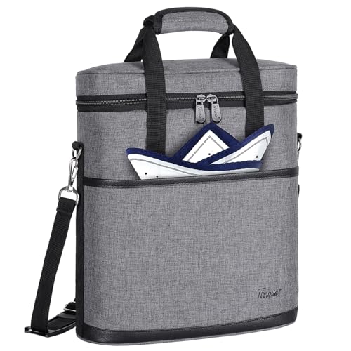 Kato Tirrinia Borsa per vino isolata - 3 bottiglie di vino con manico e tracolla regolabile per cintura di raffreddamento da viaggio Picnic Grigio 29 x 10 x 33 cm