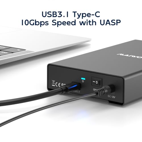 Image of MAIWO Hard Drive Enclosure for 2.5 3.5 inch SATA HDD SSD Aluminum, USB3.1 GEN2x1 10Gbps with UASP, 24TB Capacity, USB-C to External Hard Disk Adapter Reader Case