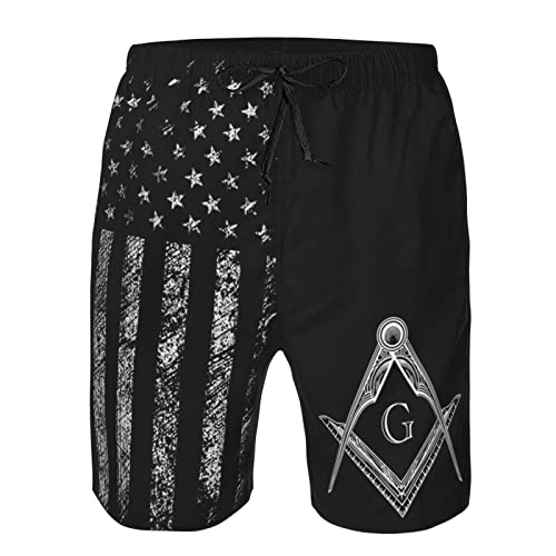 Freemason Symbol Square Compass G Lodge Masonic Funny Gifts Mens Quick Dry Short Swim Trunks Swimwear Bathing Suits White