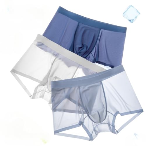 Men's Ice Silk Sexy Seamless Boxer Briefs Shorts Underwear,Underwear Comfortable Ultra-thin Breathable Male Underpants