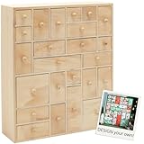 HYGGEHAUS Wooden Storage Organizer with Drawers - Craft Storage | Teacher Toolbox | Desktop Organizer | Apothecary Cabinet | DIY Advent Calendar | 24 Drawer. Unfinished Wood. 12.5in x 14.5in x 4in
