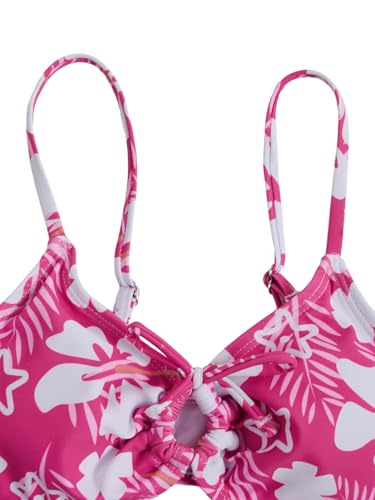 Image of COZYEASE Girls' 2 Piece Ditsy Floral Print Knot Front Ruched Triangle Bikini Swimsuit