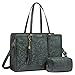 LOVEVOOK Laptop Bag for Women Vintage Leather Laptop Tote 15.6 inch Large Capacity Computer bag with Clutch Purse for Work