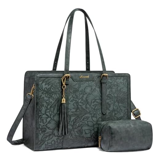 Vintage Leather Laptop Tote Bag for Women