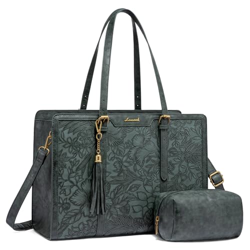LOVEVOOK Laptop Bag for Women Vintage Leather Laptop Tote 15.6 inch Large Capacity Computer bag with Clutch Purse for Work by LOVEVOOK - Used condition - US$49.93