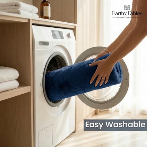 Image of Earthy Fables Feather Microfiber Rug /Mat, Thick, Quick Dry, Anti-Skid, Non-Slip, Machine Washable Floor Rug, Door Mat for Kitchen, Bedroom, Living Room, 60 x 40 cm - Navy
