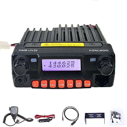 HAM-UV20 Mobile Radio 20 Watt Dual Band VHF UHF Mini Transceiver, FONGHOO Upgrade Version Portable Amateur 144-148/420-450MHz Two Way Radios for Vehicle Car with Programming Cable