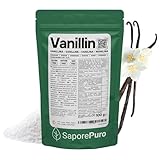 SaporePuro Reine Vanillin Pulver 100 g – Vanillearoma Glutenfrei für Kuchen, Kekse, Cremes und Eis – Zertifizierte Lebensmittelqualität