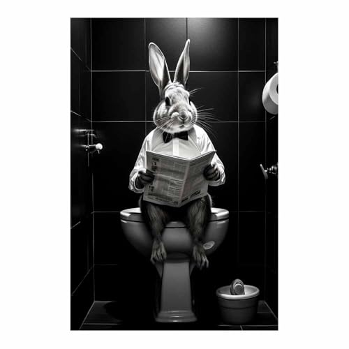Impression sur toile moderne lapin journal décoration humoristique animaux murale 70x100