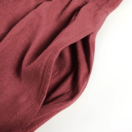 Xiaojmake Cotton Linen Long Pant Men Summer Home Beach Pants Loose Fit Elastic Waist Drawstring Lounge Pant Wide Leg Trouser4