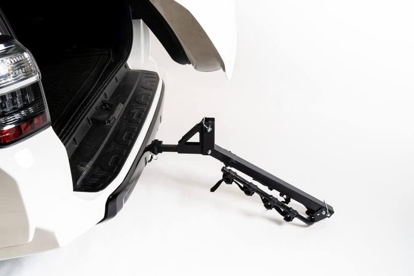 Enthuze 4 Bike Rack tilted downwards, allowing access to the vehicle's trunk