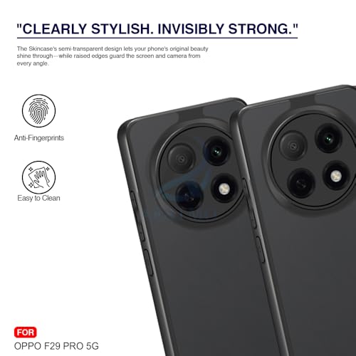 Image of AESTMO Oppo F29 Pro 5G Back Cover | 360 Protection | Matte Frosted Hard Back Translucent | Bumper Case for Oppo F29 Pro 5G (Smoke Black Matte PC+Black TPU Bumber)