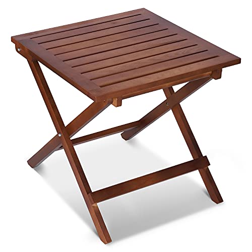 Indoor And Outdoor Wooden Folding Square Coffee/Side Table，Compact Portable Outdoor Table For Camping And Dining,Wood Patio Deck Garden Furniture. #TOP22