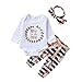 Produktbild Cuteelf Baby Mädchen Kostüm Langarm gedruckt Brief Fliege + Blumen Hosen + Haarband 3 Stück Set Baby Mädchen Brief Overall Bogen Blumen Hosen Stirnband Kleidung