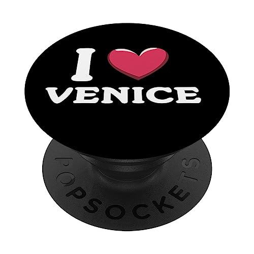 I Love Heart Venice Italy Proud Italian Holiday Souvenir PopSockets Swappable PopGrip, Black