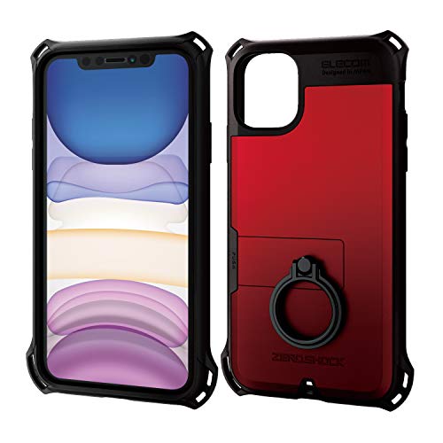 エレコム iPhone 11 ケース ZEROSHOCK 衝撃吸収 [落下時の衝撃から本体を守る] リング レッド PM-A19CZERORRD