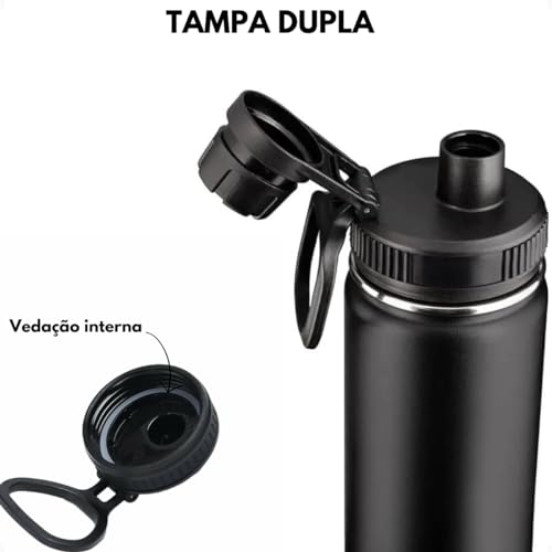 Garrafa De Agua Termica Gelada 800ml Em Aço Inox Antivazamento Com Infusor Com Alça Agua Quente ou F